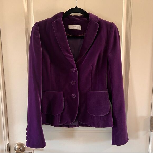 Marie Lund Copenhagen Blazer Jacket Women’s UK 8 US 4 Purple Velour Cotton Modal - Picture 1 of 9